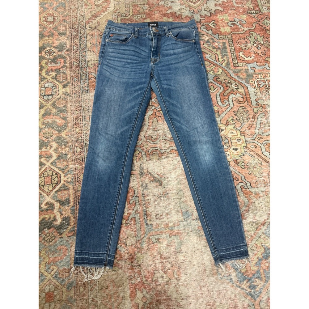 Hudson Ankle Krista Super Skinny Jeans Medium Wash Raw Frayed Hem Size 28
